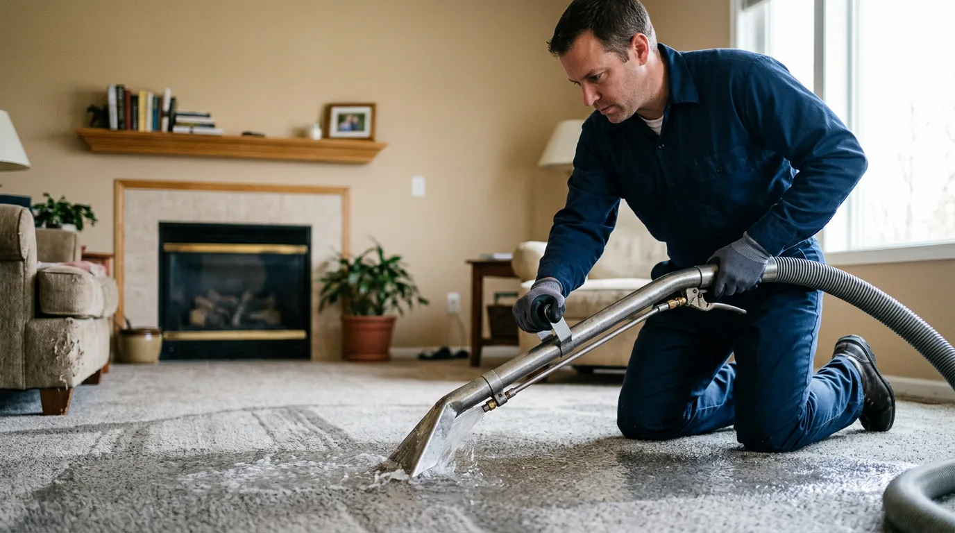 Water damage restoration technician working near Loon Lake, WA